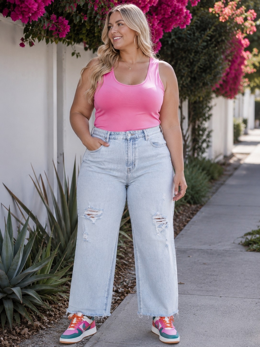 Old Navy NEW Plus Size 18 TALL:  High-Rise Light Wash Distressed Boyfriend Jean